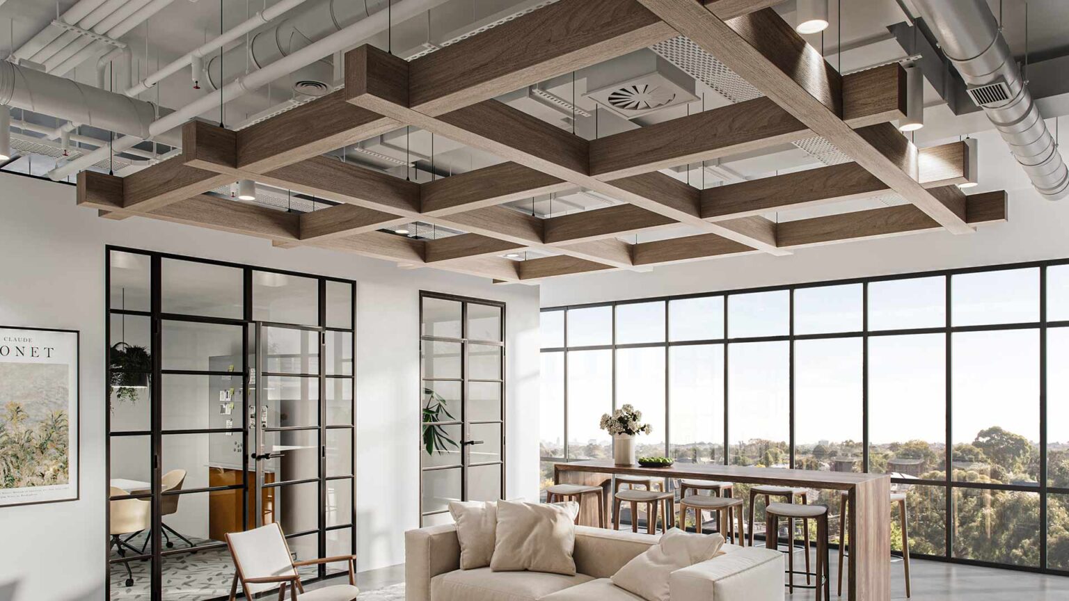 Floating Raft Ceiling Aurora - Acoustic ceiling rafts - AllSfär